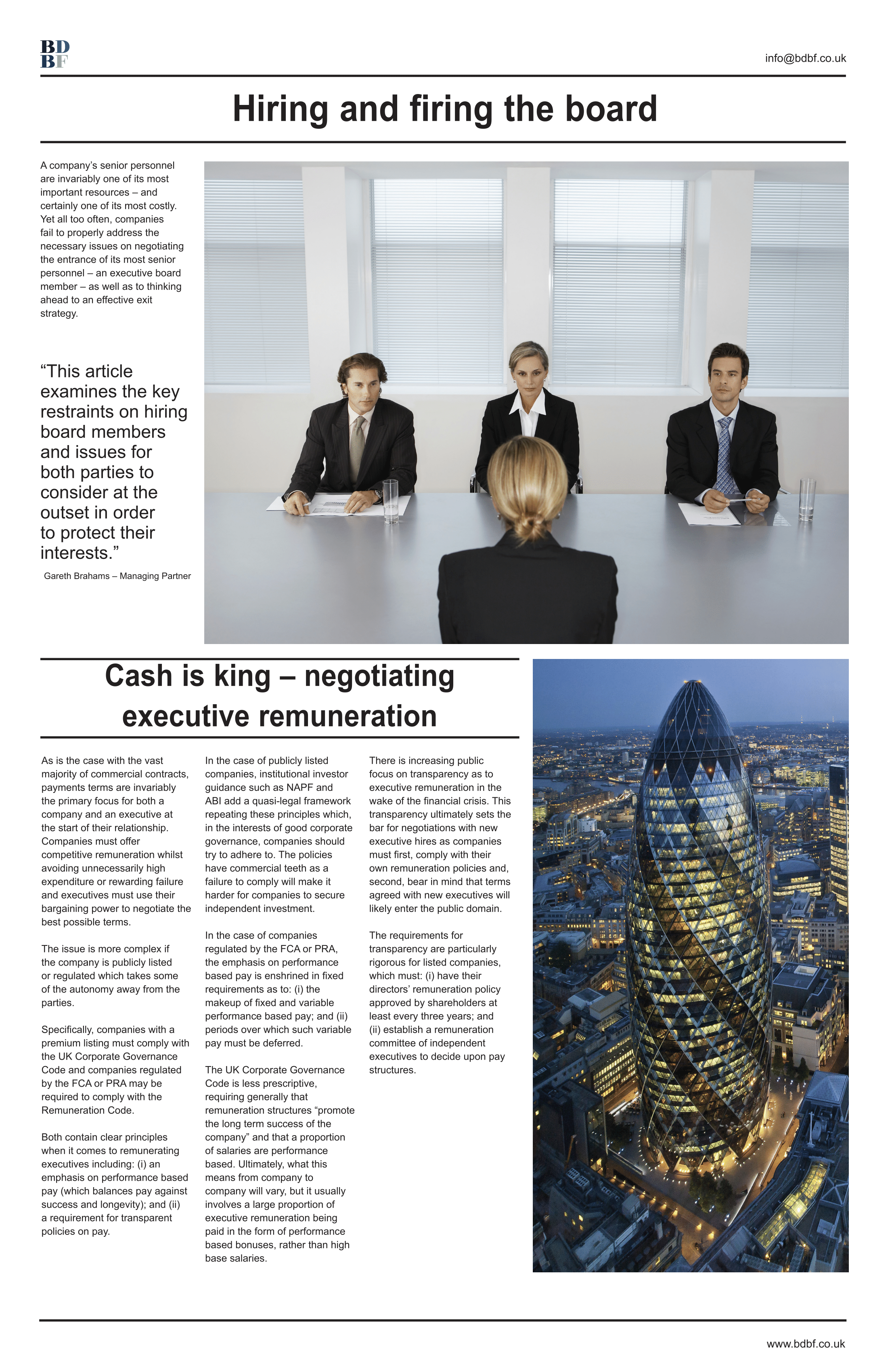 Hiring and Firing the Board BDBF LLP